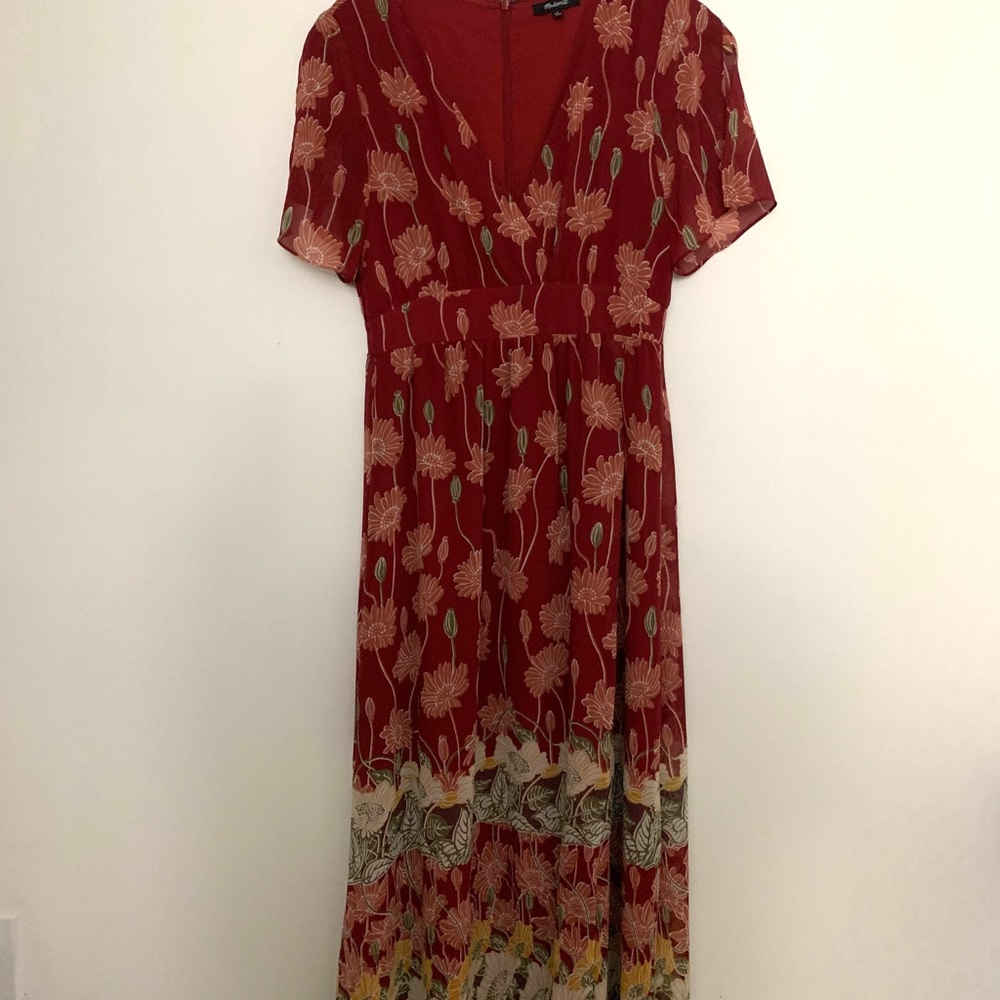 Madewell Vneck Midi Dress in Sunflower Print